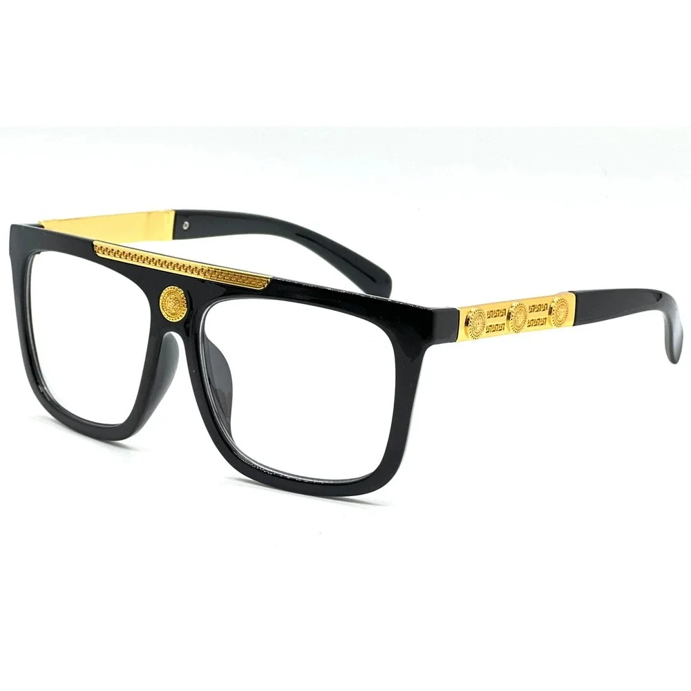 Men's CLASSIC RETRO HIP HOP Hardcore‎ RAPPER SUN GLASSES Clear Lens Gold Frame